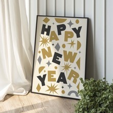 Ninastore Mutlu Yıllar Baskısı | Dijital Sanat Indirme | Siyah ve Altın Yılbaşı Gecesi Baskısı | Sevimli Tatil