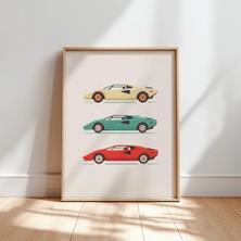 Ninastore Lamborghini Countach Posteri Retro 80'ler Süper Otomobil Sanatı (Dijital Indirme)