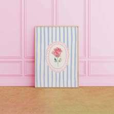 Ninastore Vintage Çizgili Çiçekli Çerçeve Baskısı Dijital Sanat Indirme Kır Evi Tarzı Yazdırılabilir Duvar San