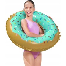 PremiumPort Sevimli Donut Kurabiye Deniz ve Havuz Simidi 91 Cm, Eğlenceli Yüzme Aksesuarı