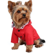 Feyza Design Kırmızı Köpek Yağmurluğu, Su Geçirmez ve Rahat Giyim Aksesuarı