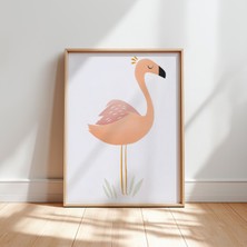 Ninastore Sevimli Flamingo Dijital Baskı Pembe Kuş Çocuk Odası Duvar Sanatı Çocuk Odası Dekorasyonu Hayvan Ill