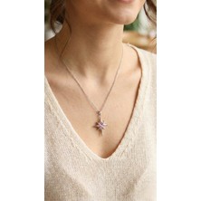 Maral Group 316L Çelik Gümüş Renk Zirkon Taşlı Kutup Yıldızı Model Kadın Kolye