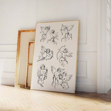 Ninastore Vintage Aşk Tanrıları Baskılı Dijital Sanat Eseri Indirme Sevgililer Günü Dekorasyonu Nötr Duvar San