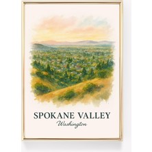Ninastore Spokane Vadisi Seyahat Posteri Washington Duvar Sanatı Spokane Baskısı Vintage Kanvas Dekor Washingt
