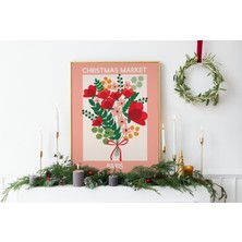 Ninastore Noel Pazarı Baskısı | Dijital Sanat Indirme | Noel Süsleri | Pembe Noel Duvar Dekoru