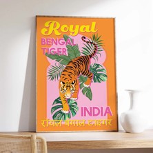 Ninastore Hindistan Kaplanı Baskısı | Dijital Sanat Indirme | Turuncu Pembe Bengal Kaplanı Baskılı Sanat Eseri