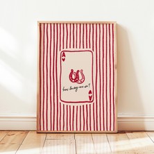 Ninastore Ne Kadar Şanslıyız? At Nalı Ası Kart Posteri Minimalist Batı Tarzı Duvar Dekoru Çerçevesiz