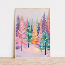 Ninastore Pastel Noel Ağacı Sanat Baskısı: Hayalperest Kış Harikalar Diyarı (Dijital Indirme)