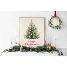 Ninastore Noel Ağacı Baskısı | Dijital Sanat Indirme | Noel Ağacı Illüstrasyon Dekorasyonu | Sevimli Tatil Duv