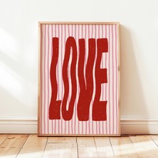 Ninastore Aşk Temalı Kırmızı Pembe Dalgalı Çift Posteri, Eğlenceli Apartman Duvar Dekoru