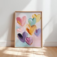 Ninastore Renkli Kalpler Tablosu Baskısı Soyut Pastel Dekor (Dijital Indirme)