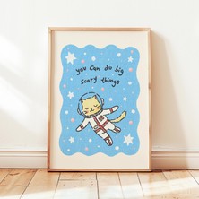 Ninastore "büyük ve Korkutucu Şeyler Yapabilirsin" Baskılı Kedi Temalı Olumlu Onaylama Posteri, Çocuk Oyun Oda