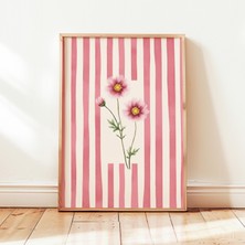 Ninastore Kır Çiçeği Vintage Baskı Pembe Çiçekli Botanik Poster Kız Çocuk Tarzı Şık Duvar Dekoru Çerçevesiz