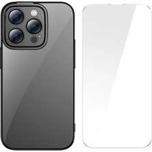 iPhone 14 Pro Max 6.7 Renkli Kenar Silikon Kılıf + Tempered Ekran Koruyucu - NAJMADDIN742 Uyumlu