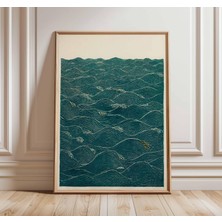 Ninastore Japon Okyanus Dalgaları Baskılı Minimalist Deniz Duvar Sanatı Zen Japandi Posteri Sakin Su Sanat Ese