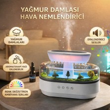 Smayling Yağmur Damlası Efektli Aroma Terapi Hava Nemlendirici – LED Ambiyans Işıklı, Rahatlatıcı Doğa Sesli, Sessiz Çalışma