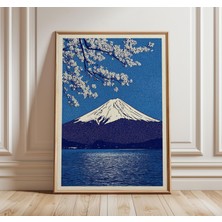 Ninastore Fuji Dağı Duvar Sanatı Japon Manzarası Baskısı Vintage Ukiyo-E Esintili Poster Mavi Sakura Çiçeği Sa