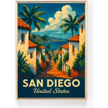 Ninastore San Diego Seyahat Posteri Kaliforniya Duvar Sanatı San Diego Baskı Kanvas Poster Abd Seyahat Dekoras