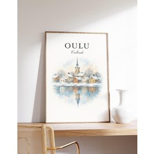 Ninastore Oulu Finlandiya Posteri Kış Duvar Sanatı Oulu Eski Şehir Baskısı Iskandinav Kar Manzarası Finlandiya