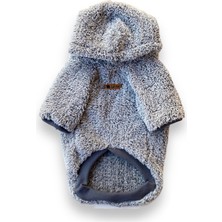 Feyza Design Yumuşak ve Rahat Gri Peluş Kapüşonlu Köpek Sweatshirt
