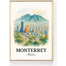Ninastore Monterrey Seyahat Posteri Meksika Duvar Sanatı Monterrey Baskısı Vintage Poster Kanvas Meksika Dekor