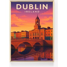 Ninastore Dublin Vintage Seyahat Posteri Baskısı Duvar Sanatı Kanvas Tablo Irlanda Dekorasyonu