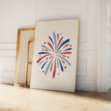 Ninastore 4 Temmuz Havai Fişekleri Baskılı Dijital Sanat Eseri Indirilebilir Sevimli Kırmızı Beyaz Mavi Sanat