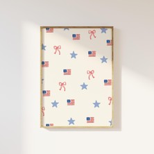 Ninastore 4 Temmuz Duvar Sanatı Dijital Sanat Indirme Sevimli Amerikan Bayrağı Sanat Baskıları Coquette Americ