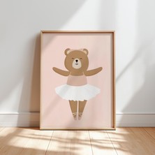 Ninastore Balerin Ayı Çocuk Odası Baskısı: Pembe Çocuk Odası Dekorasyonu (Dijital Indirme)