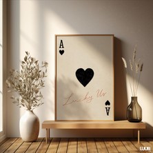 Ninastore Sevgililer Günü Duvar Sanatı, Yazdırılabilir Modern Oyun Kartı Tasarımı, 'şanslı Biz' Yazısı ile Rom