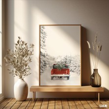 Ninastore Noel Için Eve Dönüş Yolculuğu Baskısı: Kış Manzarası Duvar Sanatı (Png Dijital Indirme)