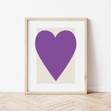 Ninastore Mor Kalp Baskısı | Dijital Sanat Indirme | Soyut Minimalist Kalp Posteri Yazdırılabilir Sanat Eseri