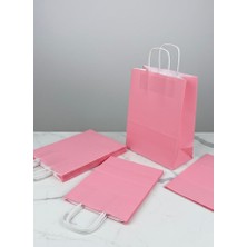 e ERTA Pembe Renkli Kraft Çanta 25X31 cm 25 Adet Hediye Poşeti , Hediye Paketi , Kraft Kağıt Çanta