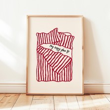 Ninastore Mutlu Yerim Yatak Odası Duvar Dekoru, Kırmızı Minimalist Kız Çocuk Evi Posteri