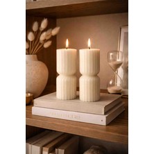 R Rozella El Yapımı Dekoratif Oluklu Mum 2 Adet