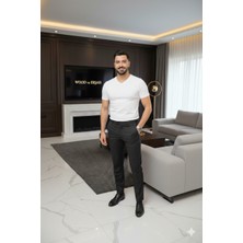 Lüx Wood Lüx Erşah V Yaka Yarım Kol %95 Pamuk %5 Likra 36/1 Süprem Penye Tişört