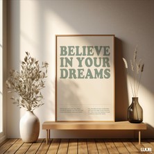 Ninastore Hayallerine Inan Duvar Sanatı Yazdırılabilir Yeşil Motivasyon Posteri Modern Minimalist Dijital Bask