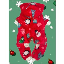 Feyza Design Yılbaşı Temalı Polar Tulum, Evcil Hayvanlar Için Konforlu ve Şık