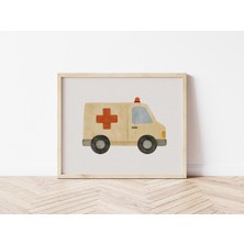 Ninastore Suluboya Ambulans Baskısı: Çocuk Odası Ulaşım Sanatı (Dijital Indirme)