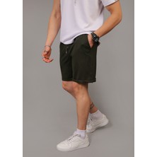 Eydamoon Erkek Haki Regular Kesim Penye %100 Organik Pamuk Cepli Yazlık Şort