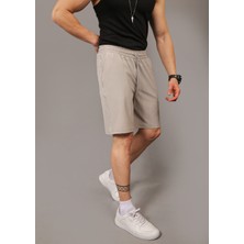 Eydamoon Erkek Gri Baggy Kesim Likralı Paraşüt Kumaş Hızlı Kuruyan Yazlık Şort&bermuda