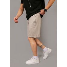 Eydamoon Erkek Taş Regular Kesim Penye %100 Organik Pamuk Cepli Yazlık Şort