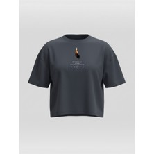 Broco Kadın Oversize Yumuşak Kumaş Mp3 Crop T-Shirt