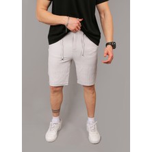 Eydamoon Erkek Taş Jogger Likralı Bel Lastikli Arka Cep Fermuarlı Yazlık Şort