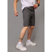 Eydamoon Erkek Antrasit Jogger Likralı Bel Lastikli Arka Cep Fermuarlı Yazlık Şort