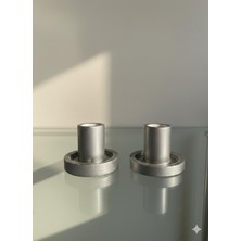 MumKusag Metalik Gümüş Renk 2'li Şamdan