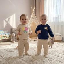 Tuffy Çocuk Krem Pantolon Lastikli Bel Rahat Kesim Günlük Çocuk Pantolonu
