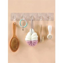 Hayat Store 5'li Kendinden Yapışkanlı Güçlü Şeffaf Askılık - Kapı Arkası Mutfak Duvar Banyo Askı