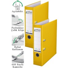 ArtMaster Büro Klasörü Sarı Geniş 2 Adet Plastik Geniş Sarı Klasör Halkalı Paslanmaz Çelik Klipsli Ofis Büro